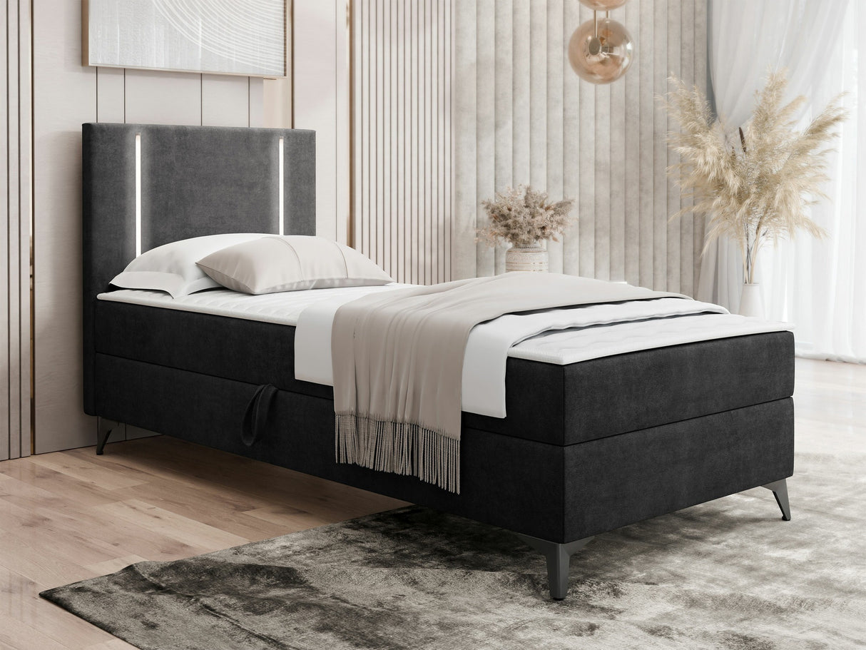 Kontinentális ágy Łóżko kontynentalne ONO z pojemnikiem + TOPPER M, Szín: Manila 18, Alvó felület mérete: 90 x 200 cm, Ágyneműtartó: Bal oldalon