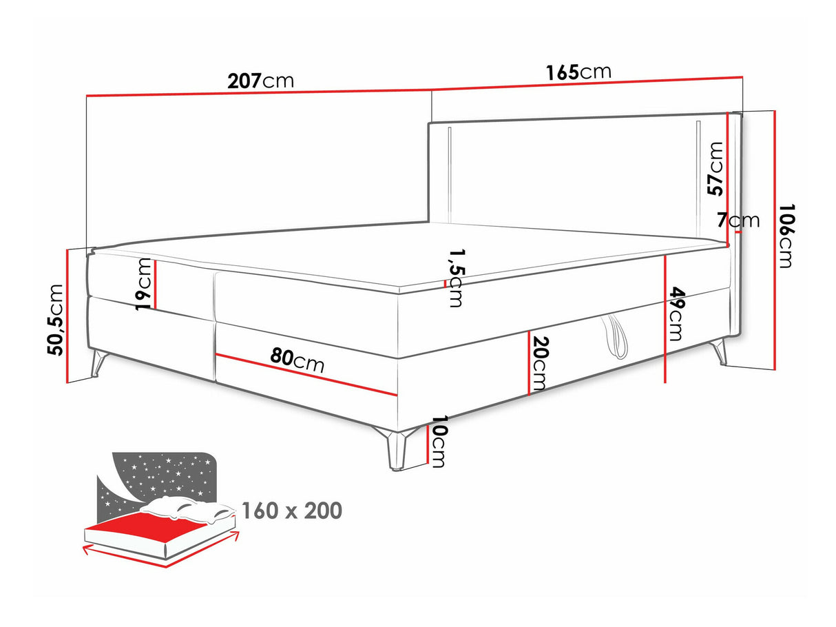 Kontinentális ágy Łóżko kontynentalne ONO + TOPPER M, Szín: Manila 14, Alvó felület mérete: 160 x 200 cm