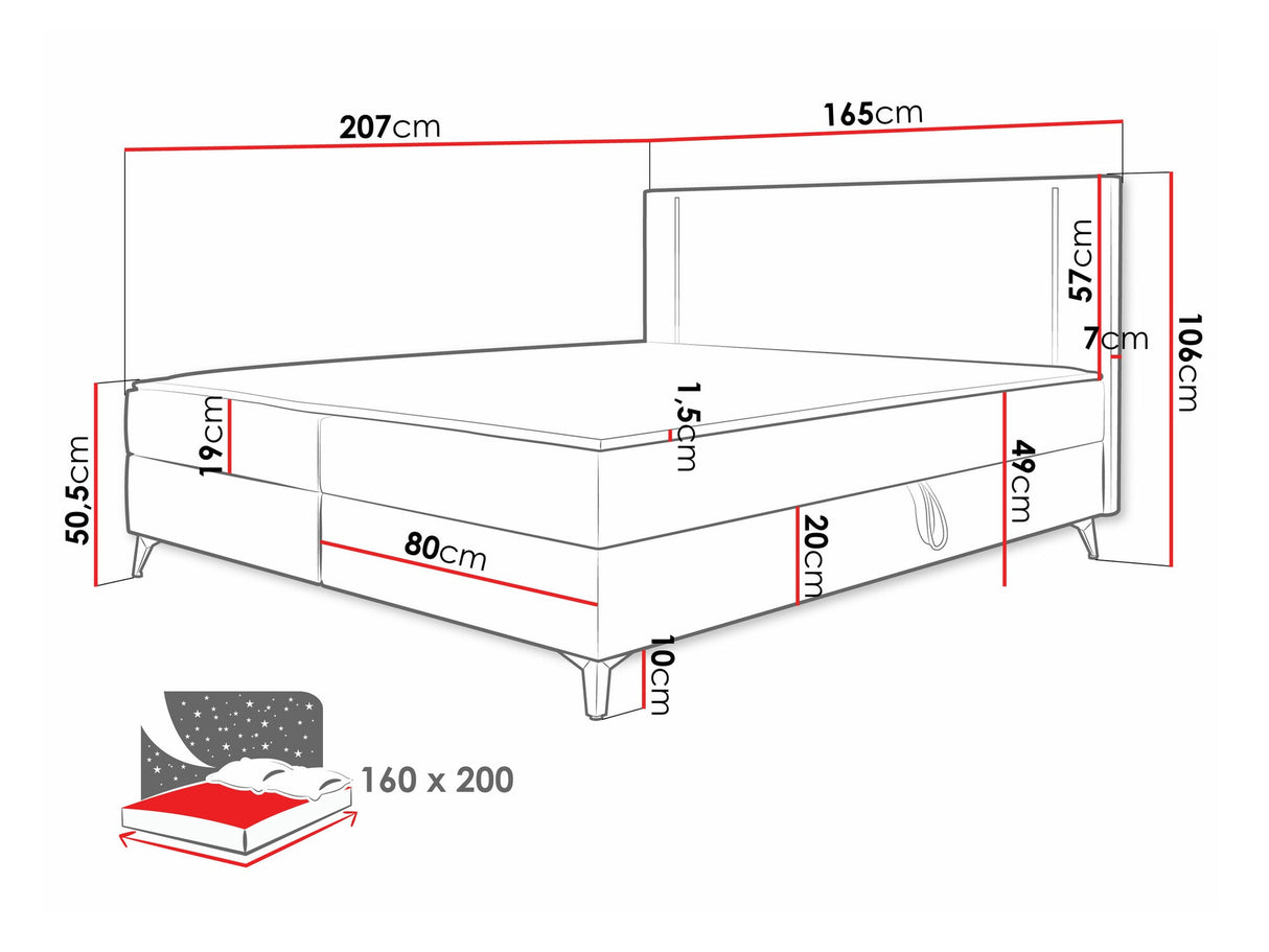 Kontinentális ágy Łóżko kontynentalne ONO + TOPPER M, Szín: Manila 26, Alvó felület mérete: 160 x 200 cm