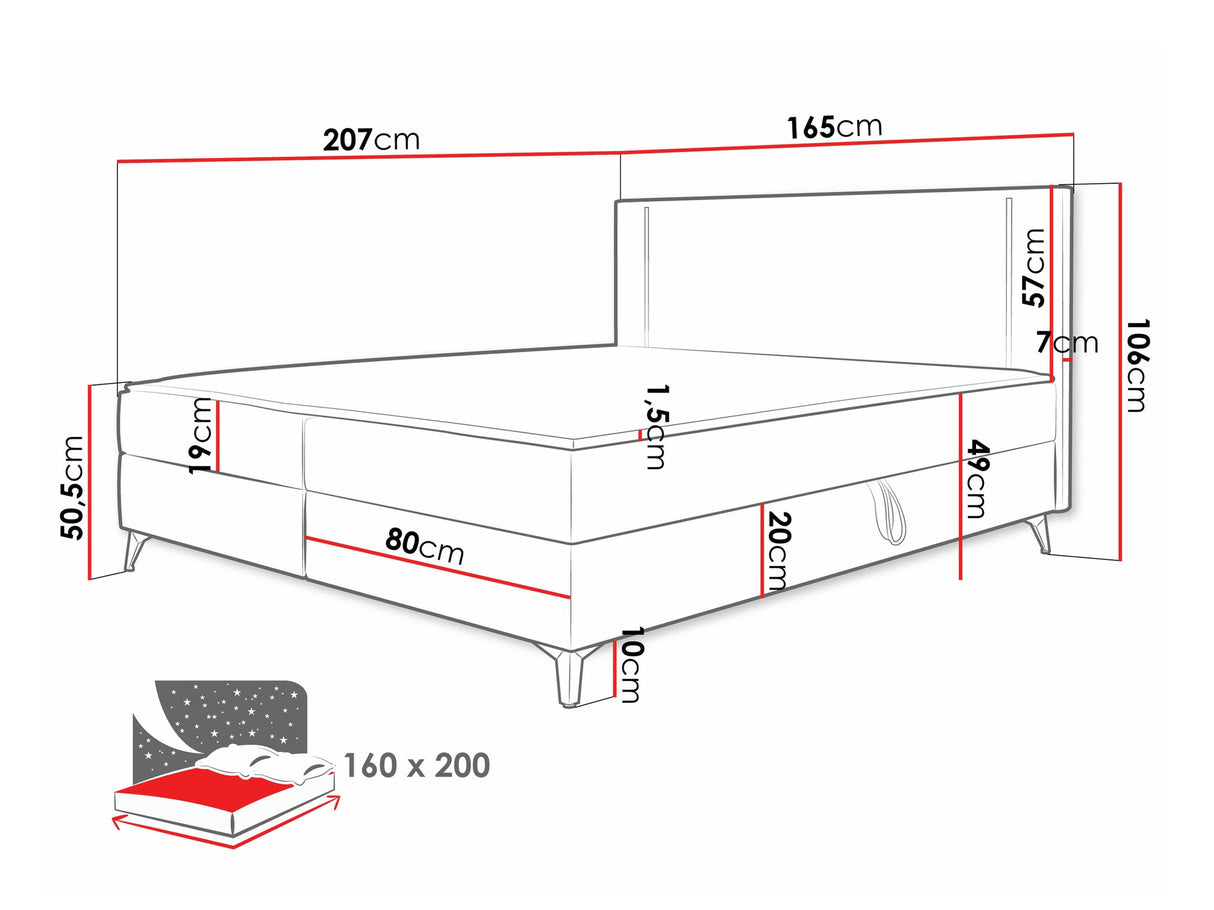 Kontinentális ágy Łóżko kontynentalne ONO + TOPPER M, Szín: Manila 29, Alvó felület mérete: 160 x 200 cm