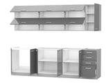 Moduláris konyha szett Multiline IV, Szín: Szürke + Fényes szürke, Munkalap: Nem, Led világítás: Nem
