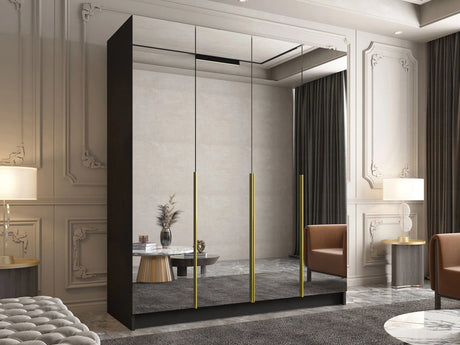 Gardróbszekrény Szafa SANTI III, Szín: Fekete + Aranysárga