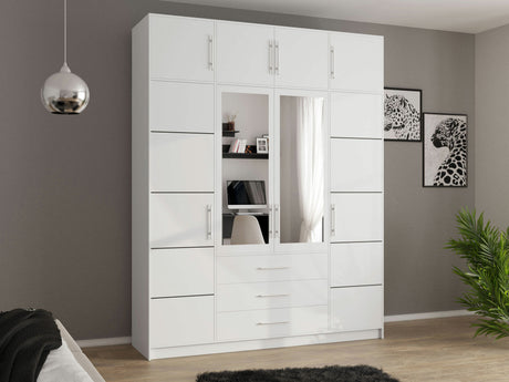 Gardróbszekrény BALI D4 + Szekrény, Szín: Fehér