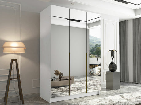 Gardróbszekrény Szafa CALIA III, Szín: Fehér + Aranysárga