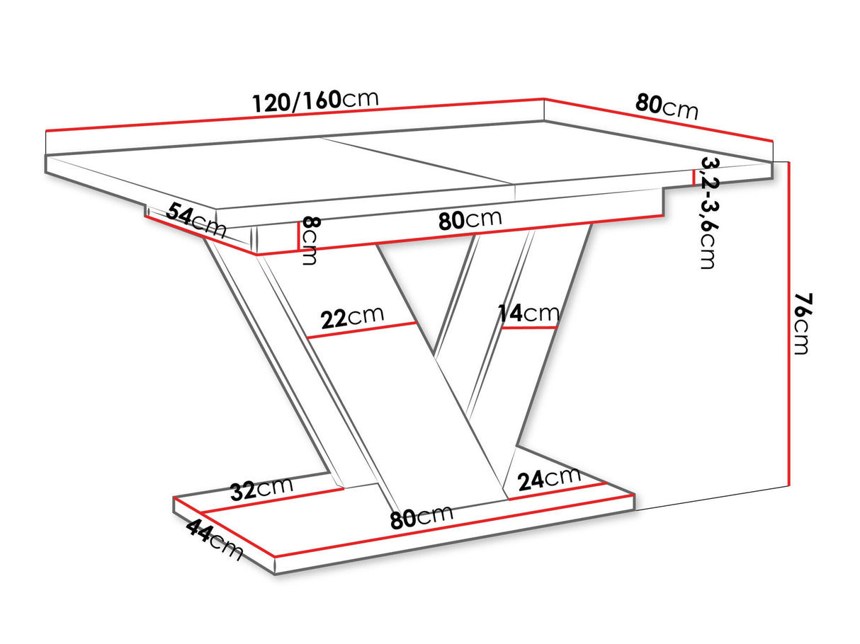 Asztal Stół DUBAI Biały połysk + Beton (Fényes fehér + Beton)
