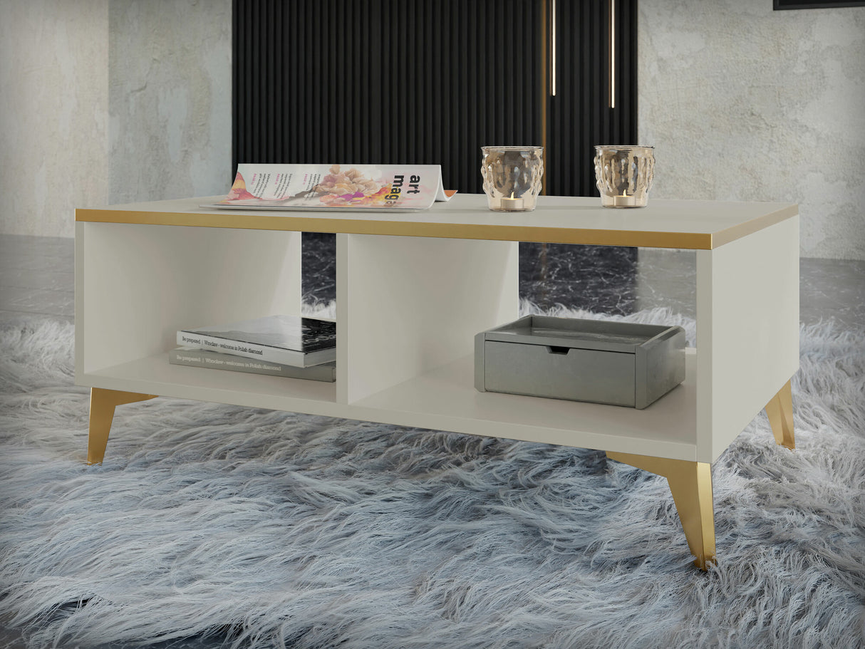 Dohányzóasztal Stolik kawowy AURORA Beż/Beż połysk (Beige)