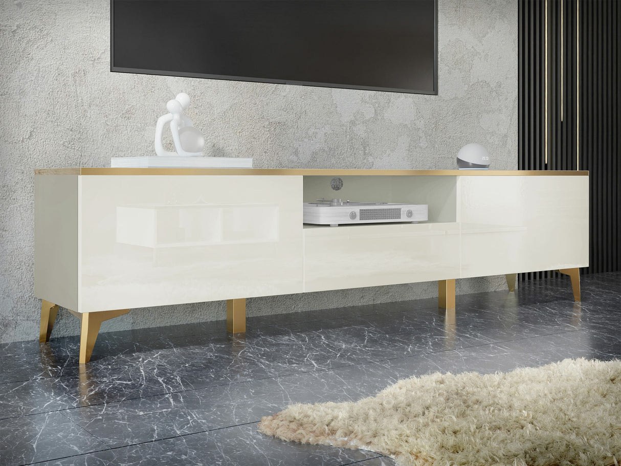 TV-állvány Szafka RTV 2D1S AURORA Beż/Beż połysk (Beige + Fényes beige)