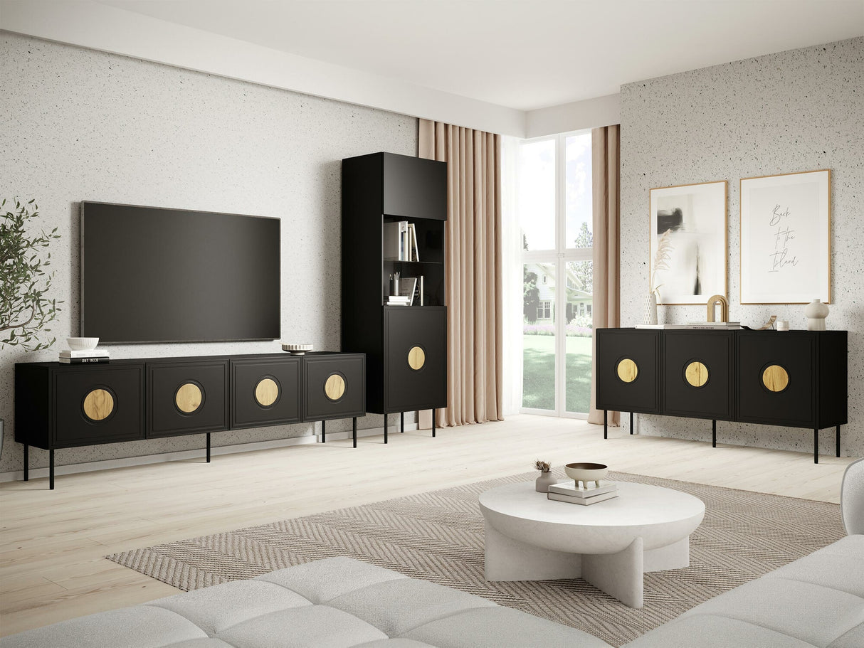 TV-állvány Szafka RTV 200 4D PALAZZO Czarny mat + Dąb craft 5903211297076