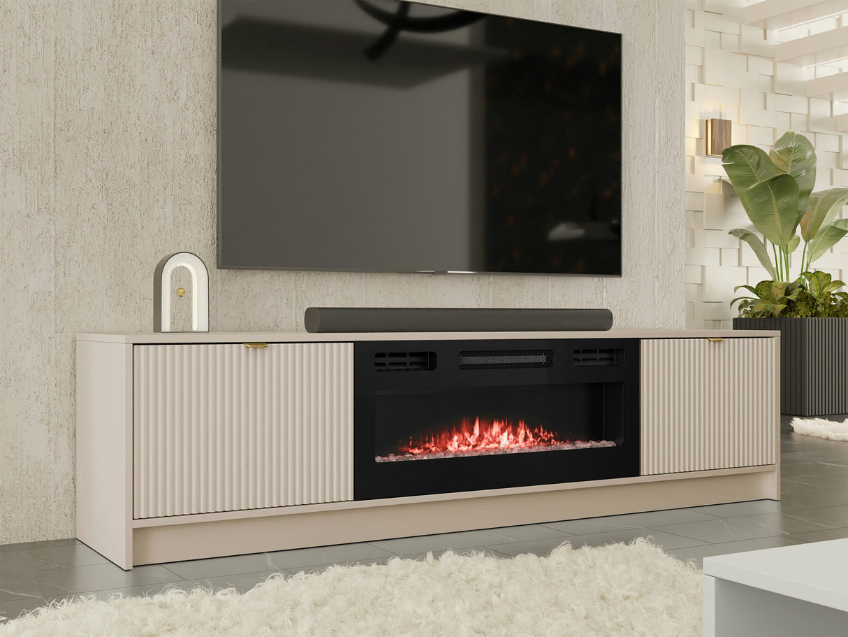 TV-állvány Szafka RTV EF TIRENO + kominek, Szín: Beige