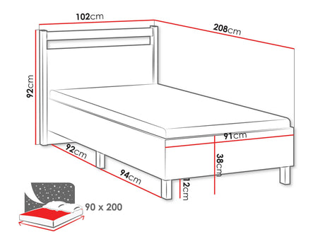 Ágy Łóżko INDYGO L90, Szín: Wotan tölgy + Beige