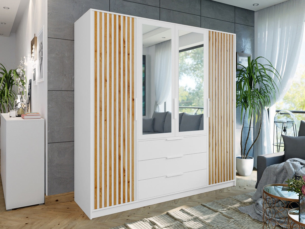 Gardróbszekrény BALI LUX D4, Szín: Fehér