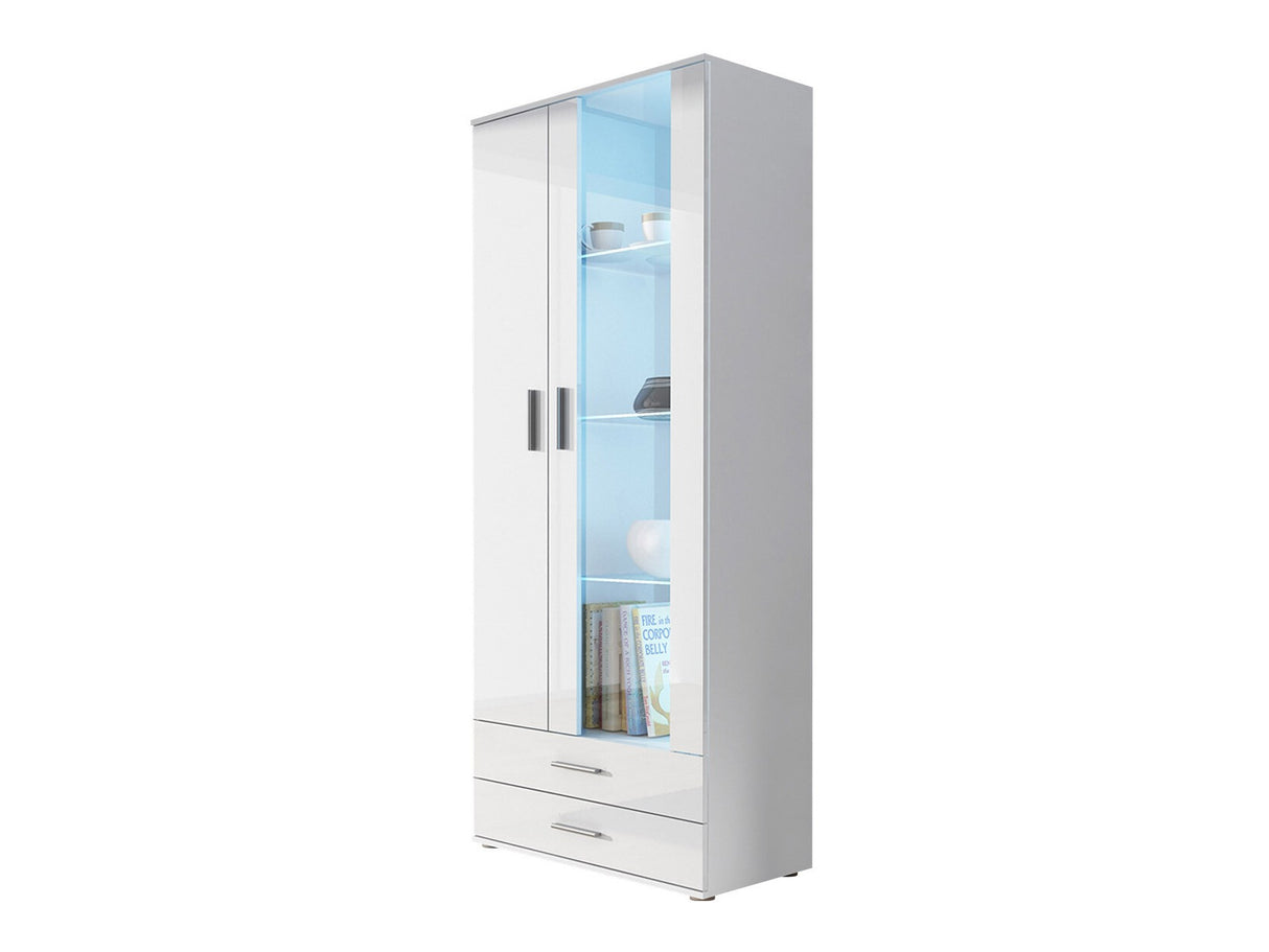 Könyvespolc Soho B6 (2D2S Boho B6), Szín: Fehér + Fényes fehér, Led világítás: Fehér