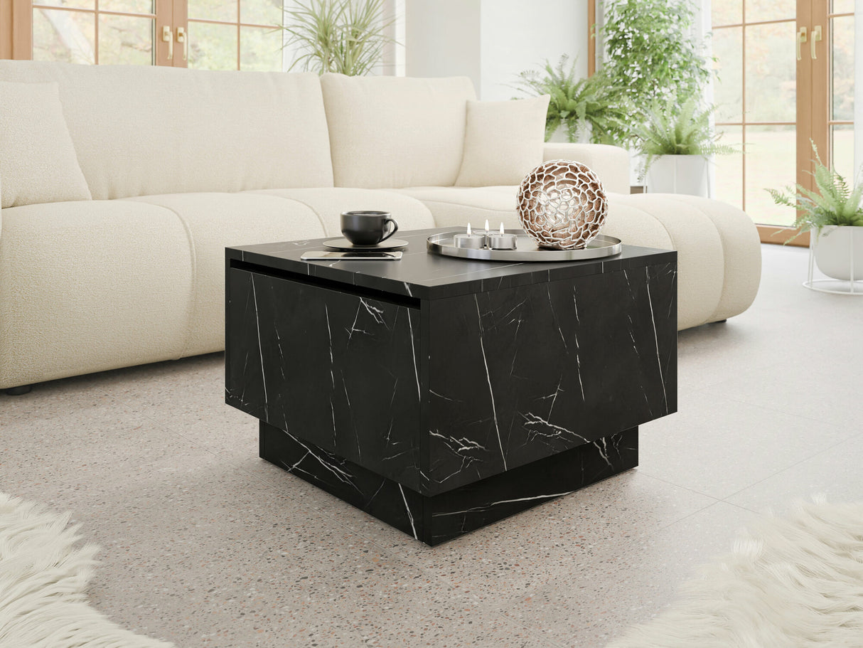 Dohányzóasztal Stolik kawowy MOON 60x60 Marmur Fekete Royal (Fekete márvány)