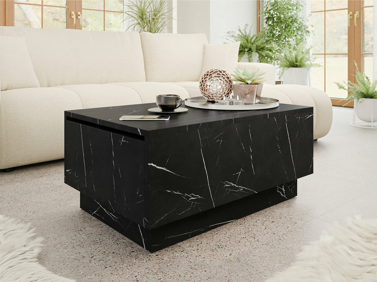 Dohányzóasztal Stolik kawowy MOON 90x60 Marmur Fekete Royal (Fekete márvány)