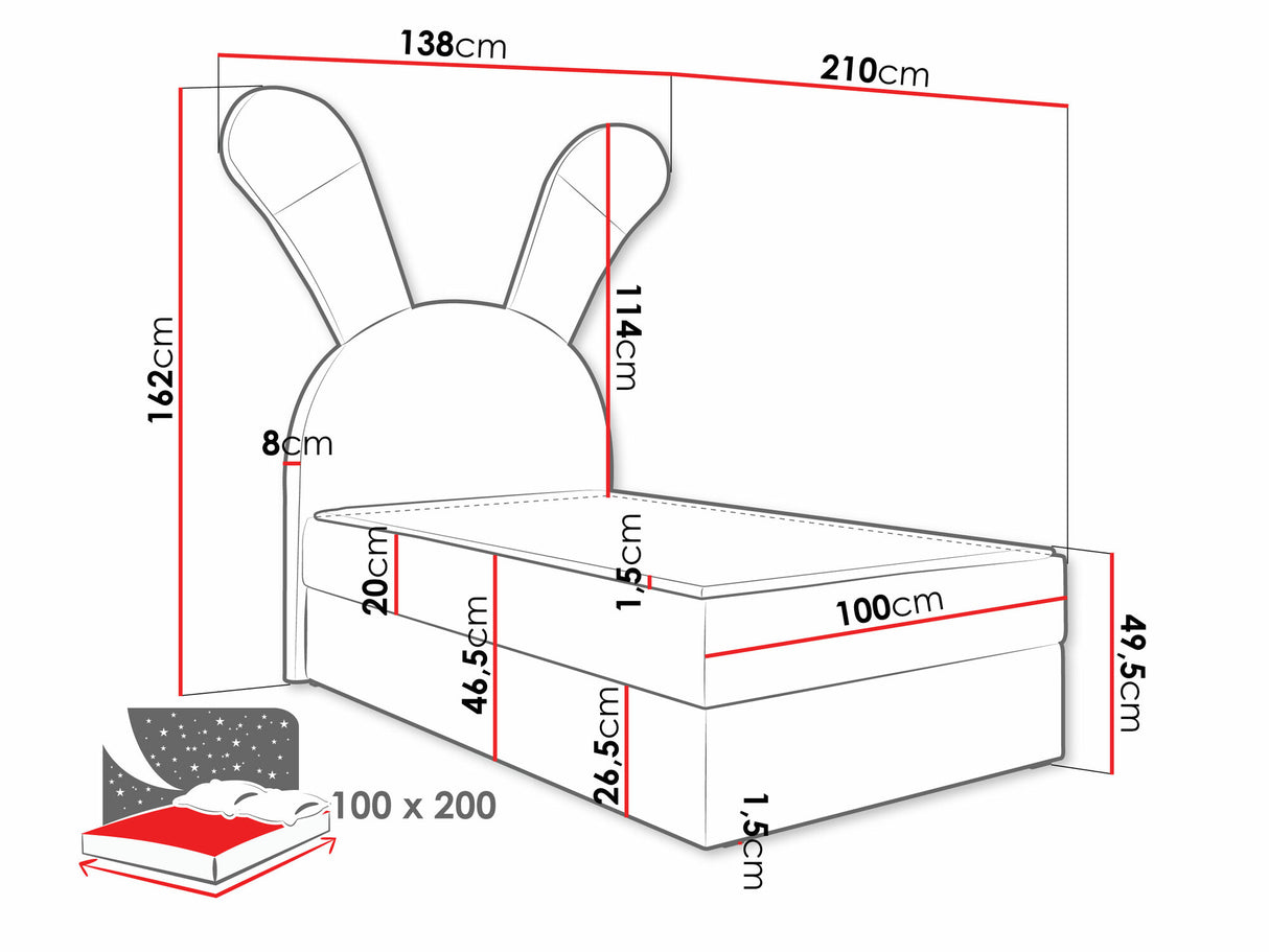 Kontinentális ágy Łóżko kontynentalne BUNNY LIGHT, Szín: Magic Velvet 2239, Változatok: Jobbos