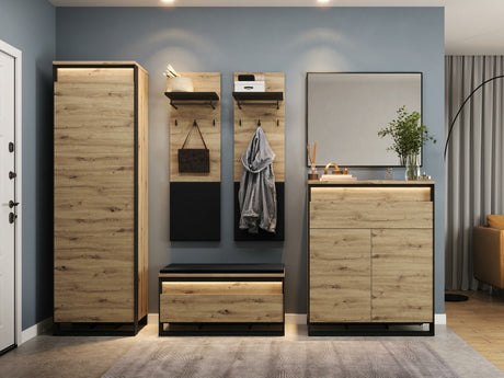 Előszoba garnitúra Garderoba QUANT VII Dąb artisan/Czarny + Velo 637