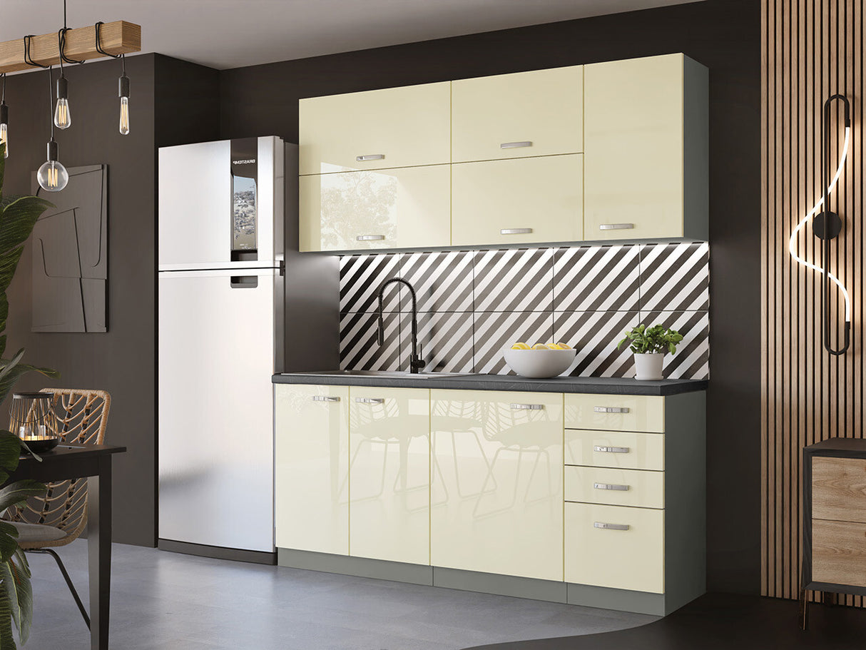 Moduláris szekrény beépített készülékekhez Multiline 60 DP-210 2F (Szürke + Fényes krém)
