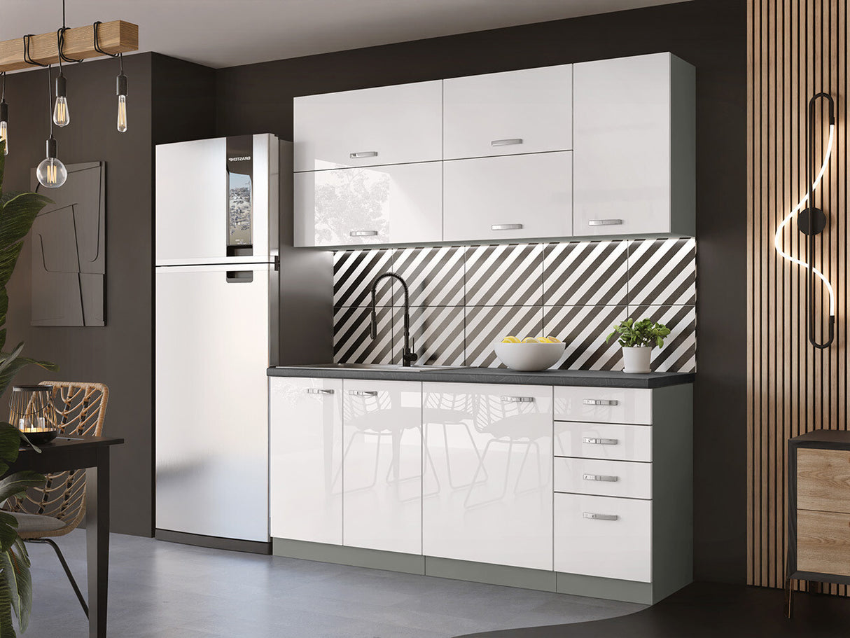 Moduláris szekrény beépített készülékekhez Multiline 60 DP-210 2F (Szürke + Fényes fehér)