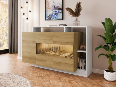 Szekrény Alva komód, Led világítás: Igen fehér