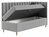 Kontinentális ágy JUNIOR MAJA 3, Szín: Öko bőr Soft 017 + Fresh 11, Ágyneműtartó: Jobbra, Alvó felület mérete: 80 x 200 cm