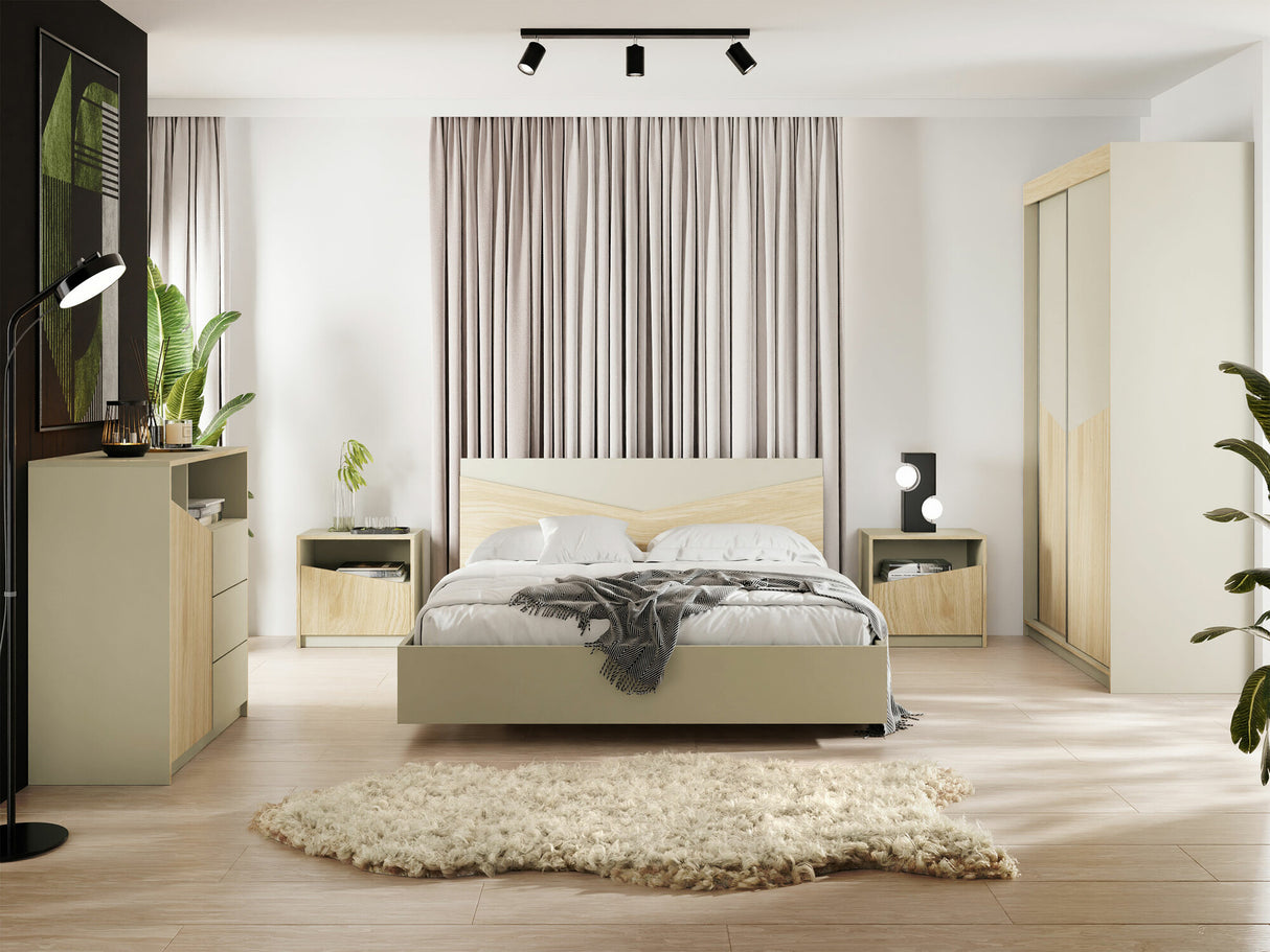 Hálószoba garnitúra Sypialnia ASTON I, Szín: Beige + Tölgy