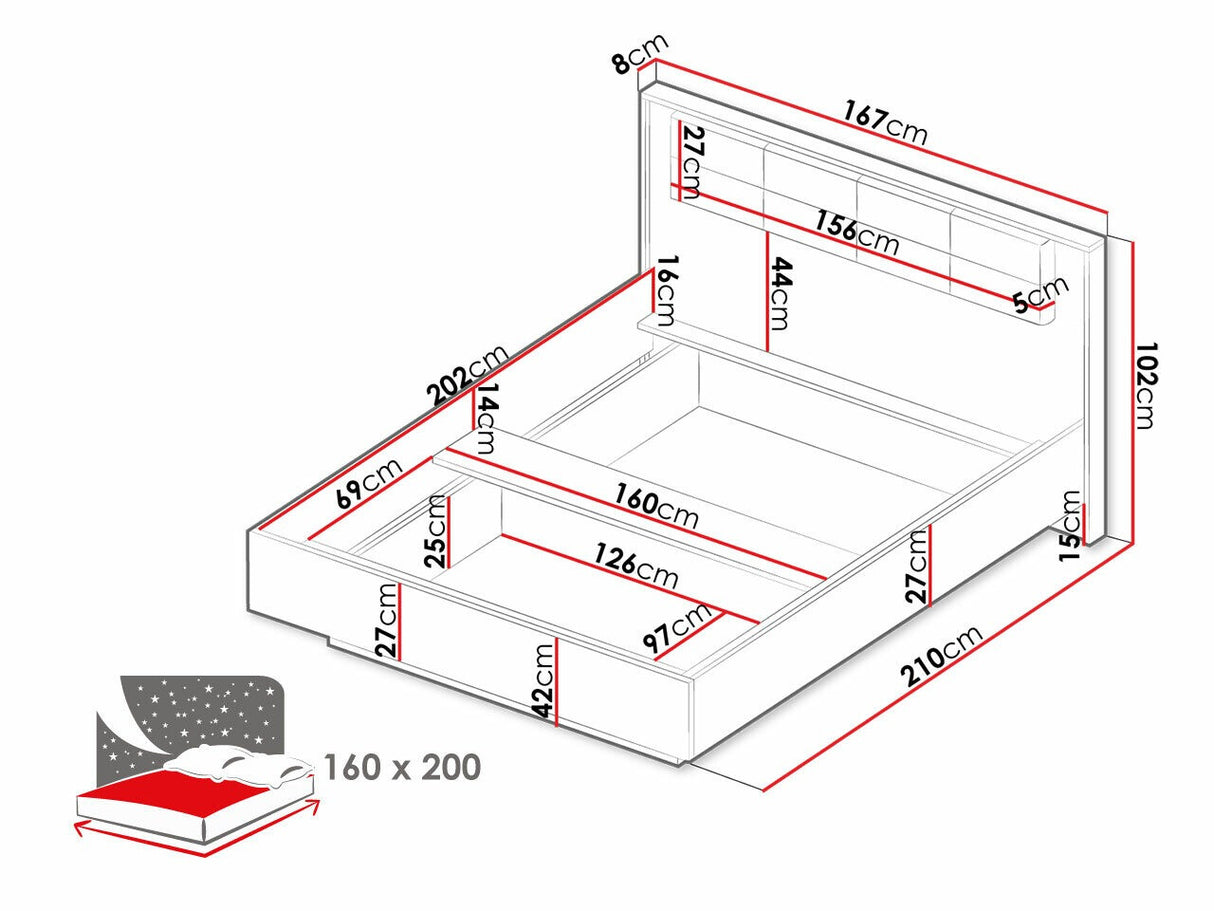 Ágy Milton C lózko z pojemnikiem, Ágyrács: Nem