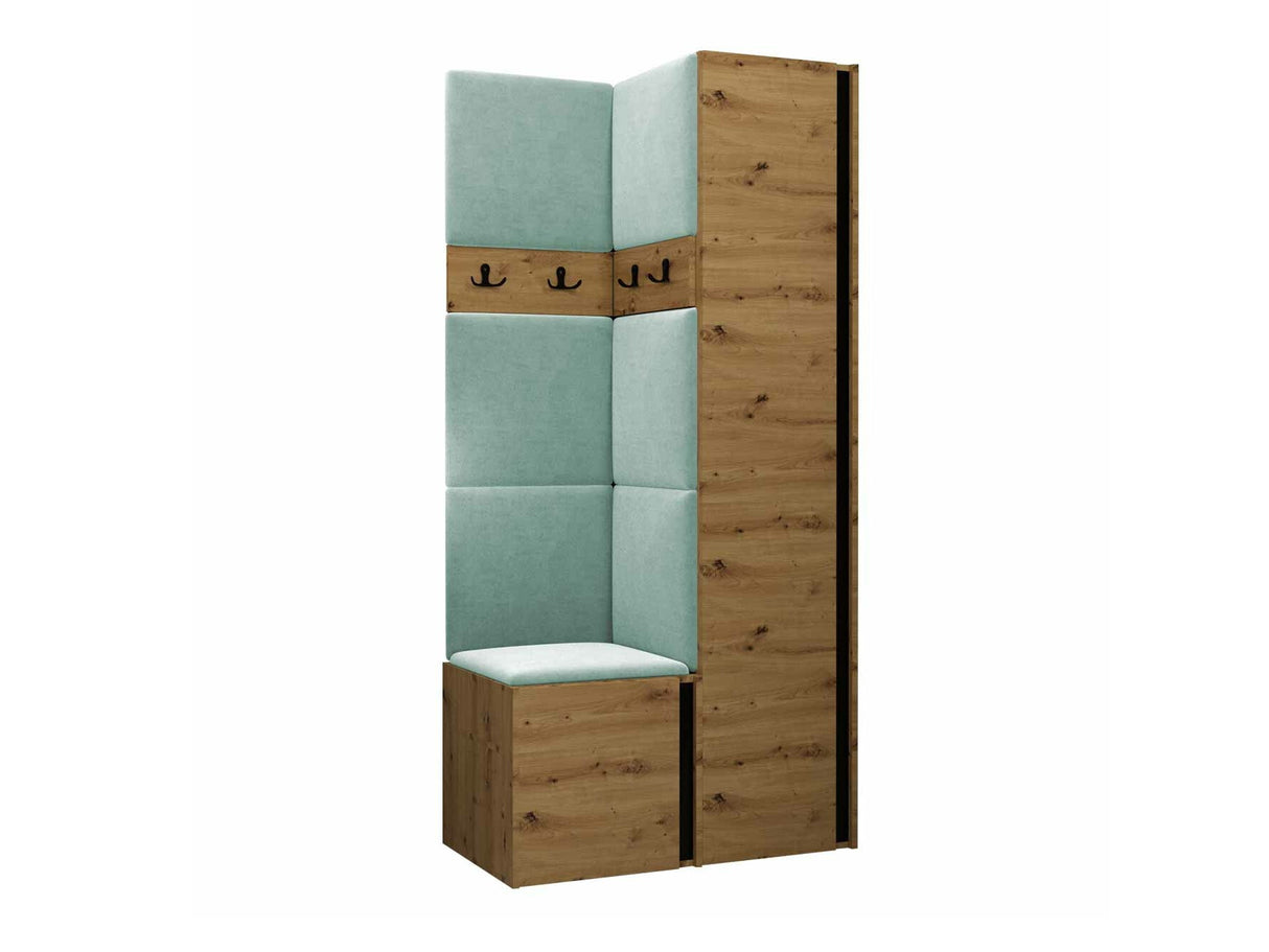 Előszoba garnitúra ORION XXIV (Tavasz XXIV), Keret színe: Artisan tölgy + Fekete, Puha falpanel színe: Manila 11