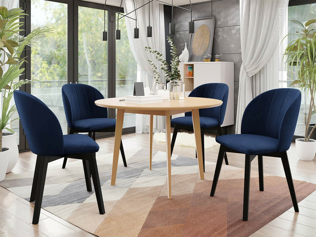 Étkezőgarnitúra Zestaw 04 4xS100 SKANDI FI, Szék színe: Fekete + Magic Velvet 2216, Asztal színe: Barna