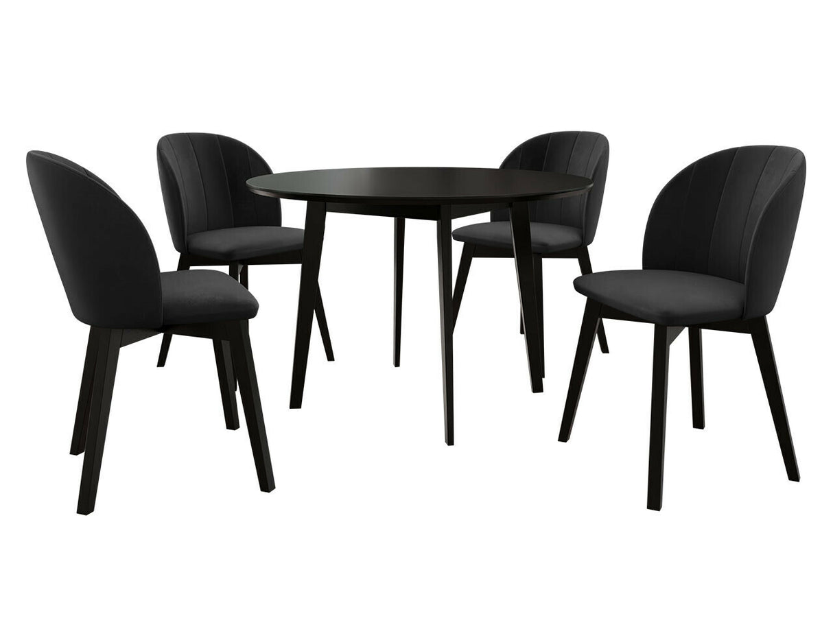 Étkezőgarnitúra Zestaw 04 4xS100 SKANDI FI, Szék színe: Fekete + Magic Velvet 2219, Asztal színe: Fekete