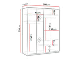 Gardróbszekrény Szafa przesuwna 2D 200 MAXI MX-04 + opcje Biały, Led világítás: Nem