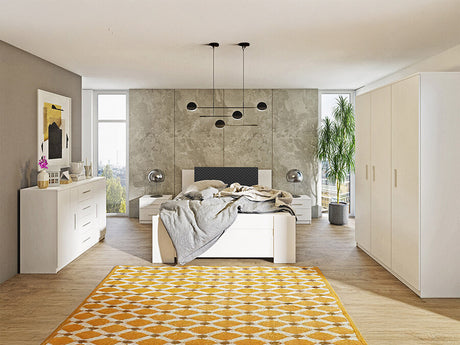 Hálószoba garnitúra Bonem XII (Kler XII), Szín: Fehér + öko bőr Soft Pik 011