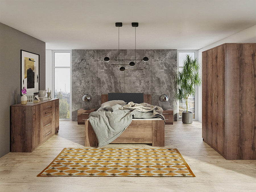 Hálószoba garnitúra Bonem XII (Kler XII), Szín: Monastery tölgy + öko bőr Soft Pik 011