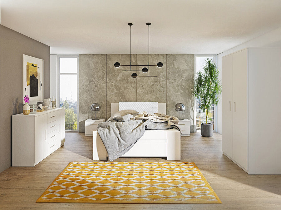 Hálószoba garnitúra Bonem XII (Kler XII), Szín: Fehér + öko bőr Soft Pik 017