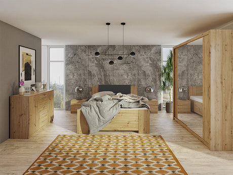 Hálószoba garnitúra Bonem X (Kler X), Szín: Artisan tölgy + öko bőr Soft Pik 011