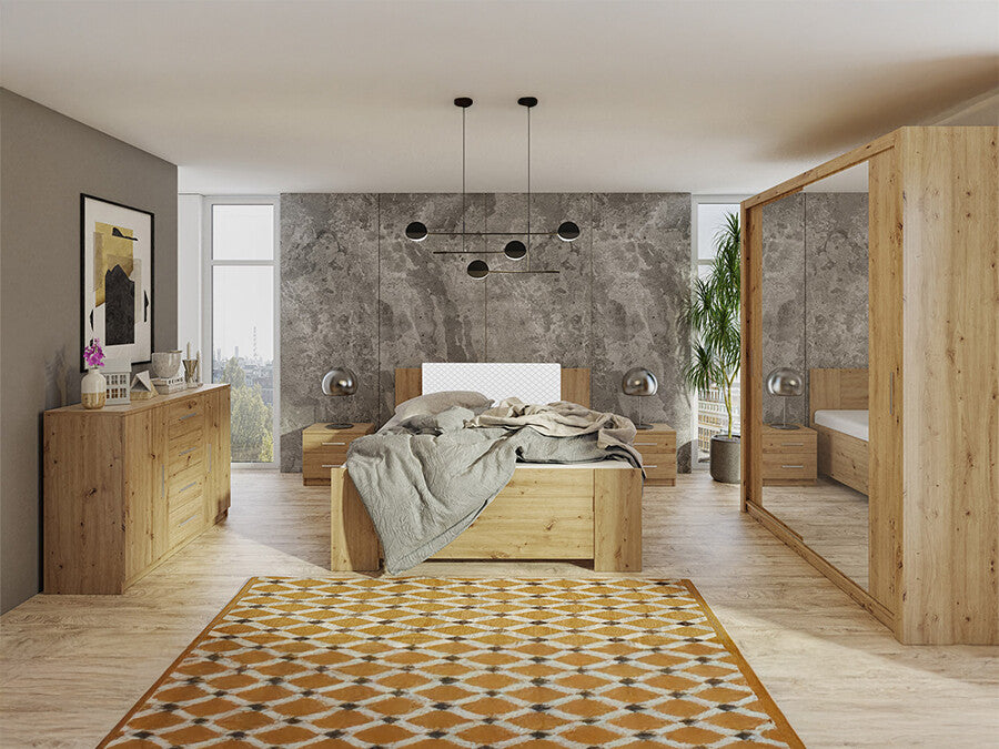 Hálószoba garnitúra Bonem X (Kler X), Szín: Artisan tölgy + öko bőr Soft Pik 017