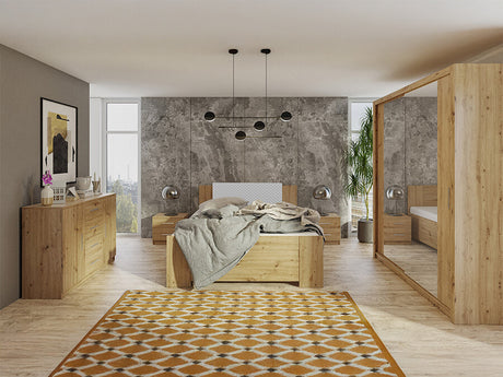 Hálószoba garnitúra Bonem X (Kler X), Szín: Artisan tölgy + öko bőr Soft Pik 029