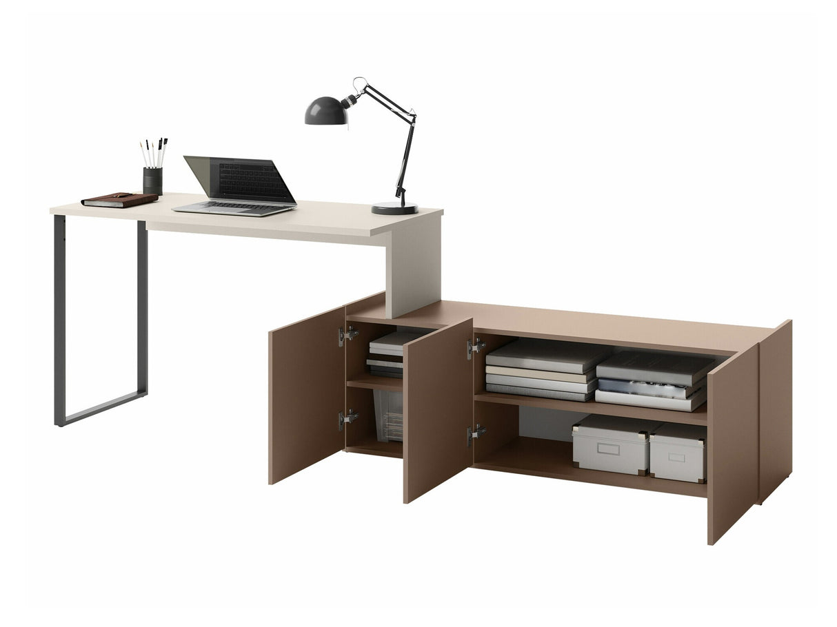 Íróasztal Biurko z szafką 3D SIGMA SG-10 Kaszmir/Czarny/Truflowy