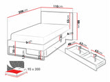 Ágy Łóżko 90 SIGMA SG-14 Kaszmir/Truflowy/Neve 13, Alvó felület mérete: 90 x 200 cm