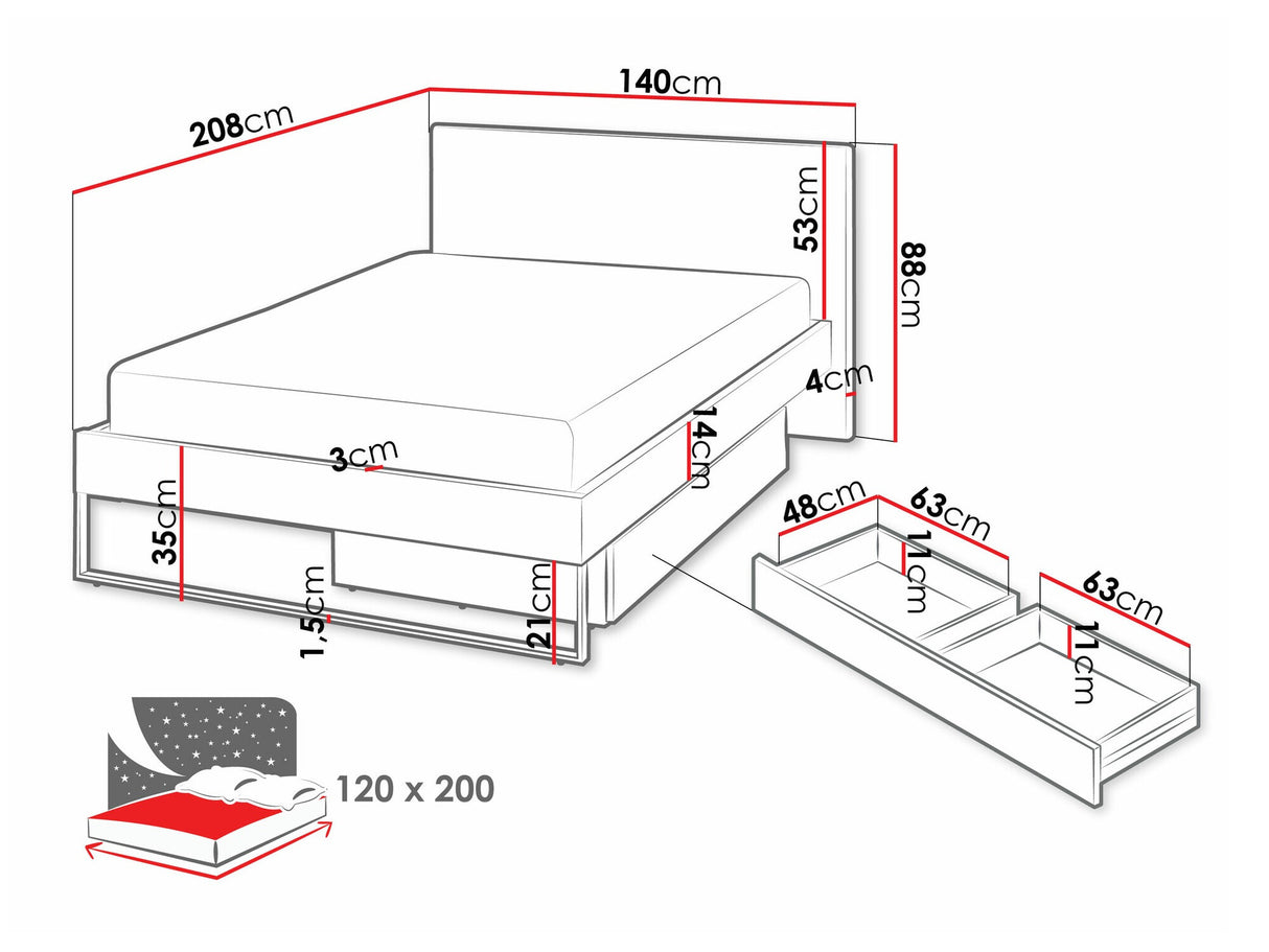 Ágy Łóżko 120 SIGMA SG-13 Kaszmir/Truflowy/Neve 13, Alvó felület mérete: 120 x 200 cm