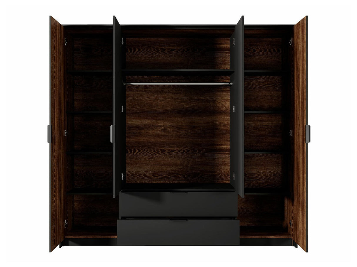 Hálószoba garnitúra Sypialnia MILTON I Kasztan/Antracyt/Vena 20, Ágyrács: Nem, Led világítás: Nem