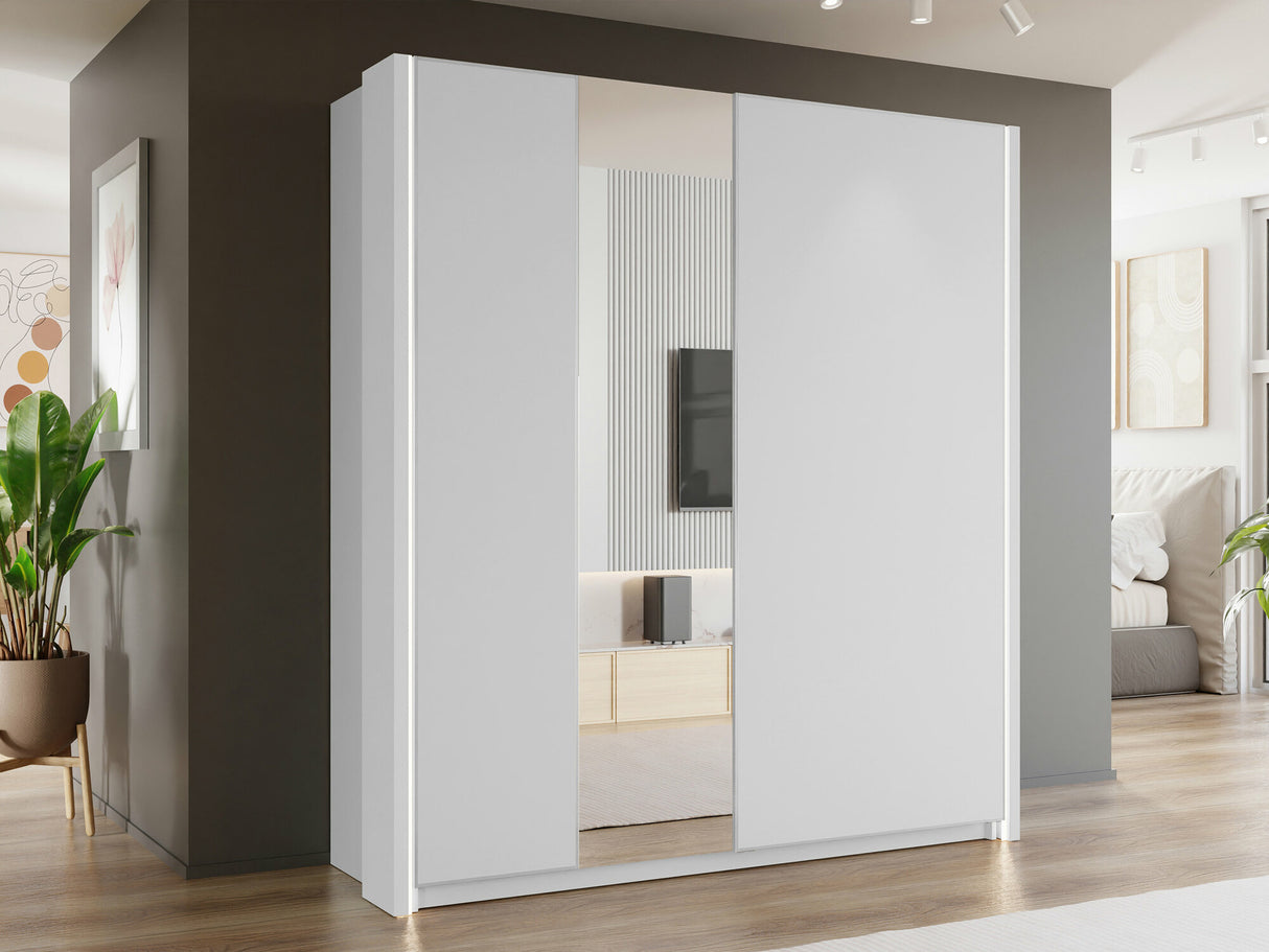 Gardróbszekrény Szafa przesuwna 2D 200 MAXI MX-04 + opcje Biały, Led világítás: Igen