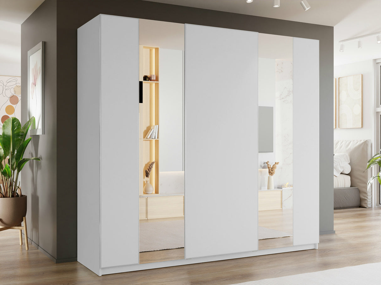 Gardróbszekrény Szafa przesuwna 3D 250 MAXI MX-06 + opcje Biały, Led világítás: Nem