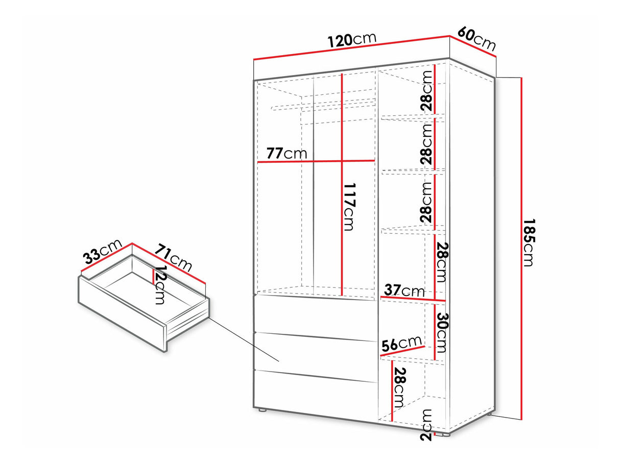 Gardróbszekrény Yuki 1, Színek: Szürke + Tölgy