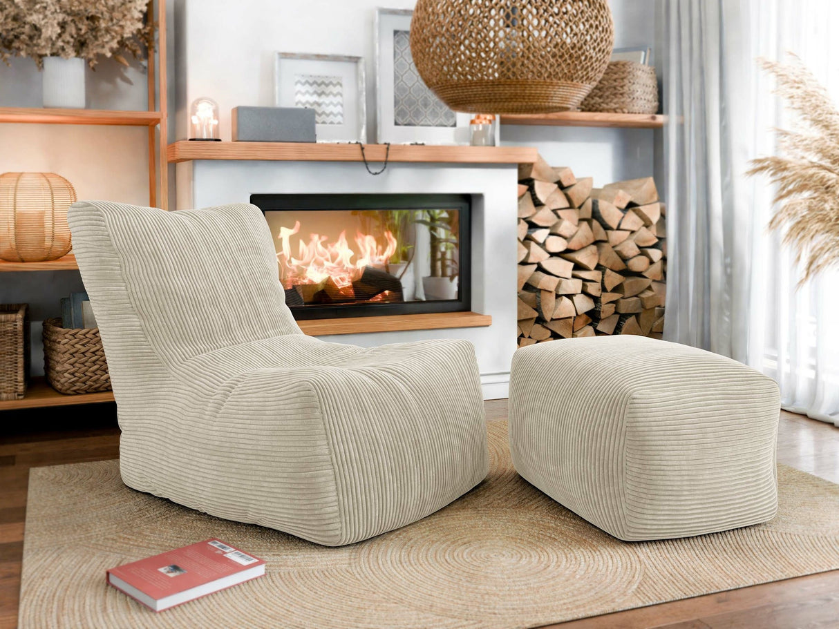 Babzsák Fotel REST + podnóżek EASY, Szín: Poso 100
