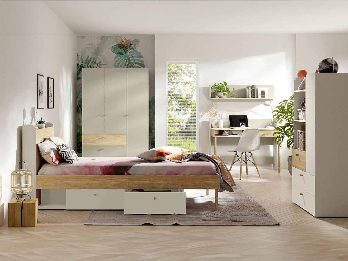 Gyerekszoba garnitúra Yuki I, Színek: Beige + Tölgy