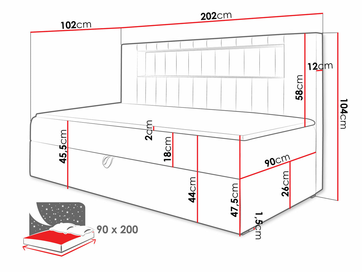 Kontinentális ágy JUNIOR GOLD 2, Szín: Soft 017 + Fresh 8, Alvó felület mérete: 90 x 200 cm