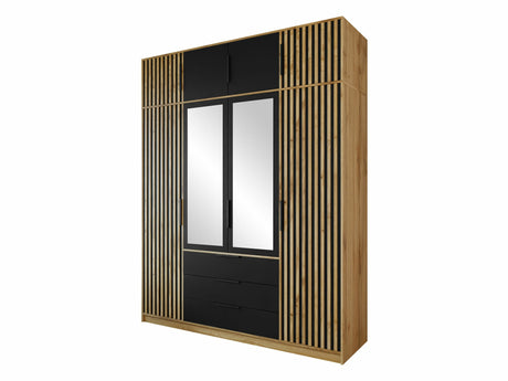 Gardróbszekrény Szafa BALI LUX D4 + nadstawka, Szín: Wotan tölgy + Fekete