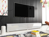 TV-állvány Lowboard D180 (Dlone 180), Led világítás: Igen, Szín: Fehér + Fényes fehér