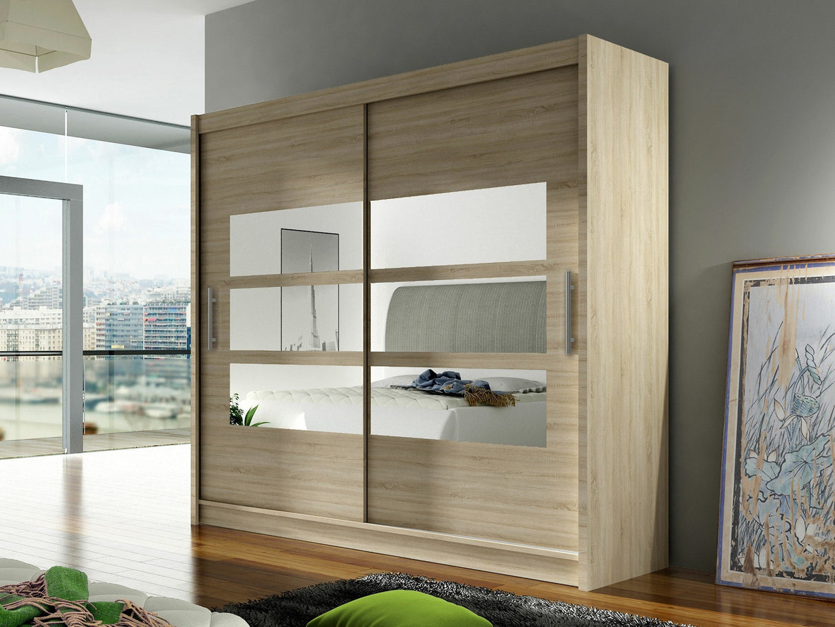 Gardróbszekrény Bega 180 III (London), Szín: Sonoma tölgy, Led világítás: Nem