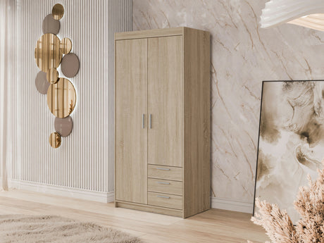 Gardróbszekrény Szafa ELENA 2D3S, Szín: Sonoma tölgy